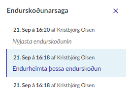 Endurheimta þessa endurskoðun