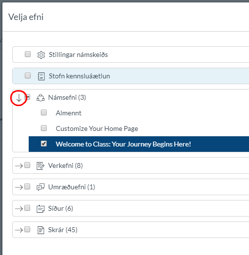 velja efni til flutnings