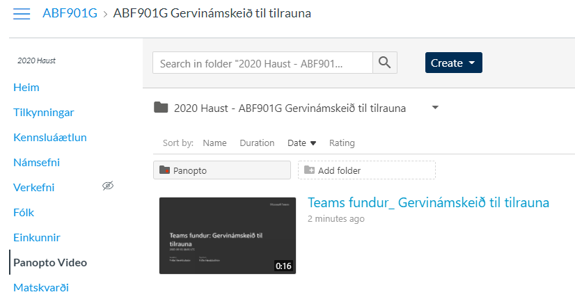 upptaka komin í námskeið