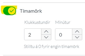 tímamörk í nýju prófi