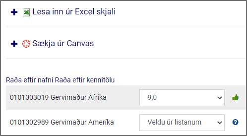 Velja leið til að skrá lokaeinkunnir