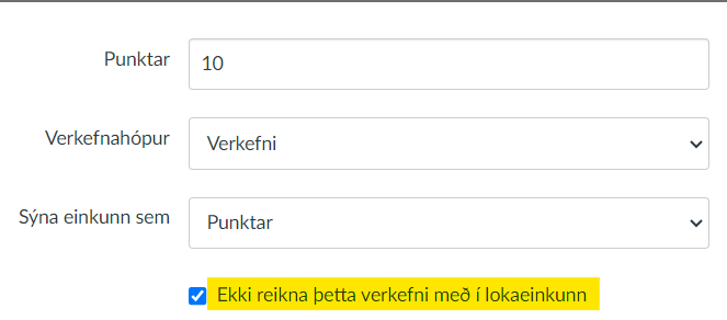 ekki reikna þetta verkefni með í lokaeinkunn