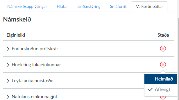 hnekking lokaeinkunnar