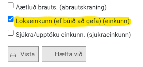 merkja við lokaeinkunn