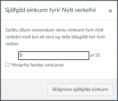 sjálfgild einkunn