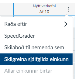 skilgreina sjálfgilda einkunn