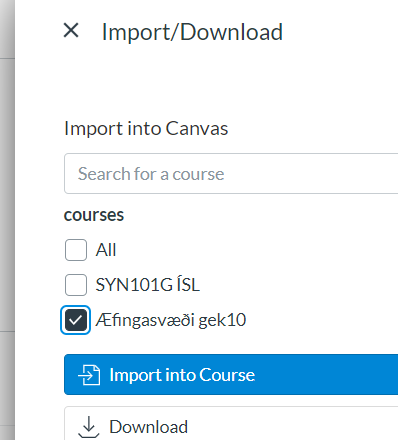 import into course