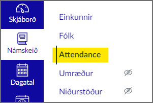 attendance í valmynd