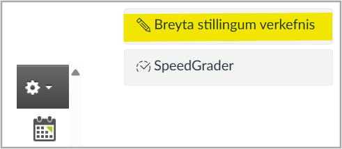 breyta stillingum verkefnis