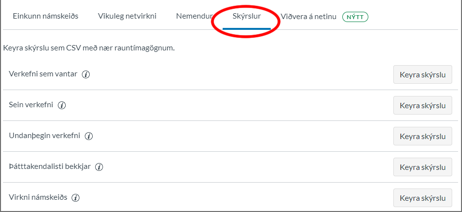 skýrslur greining námsk