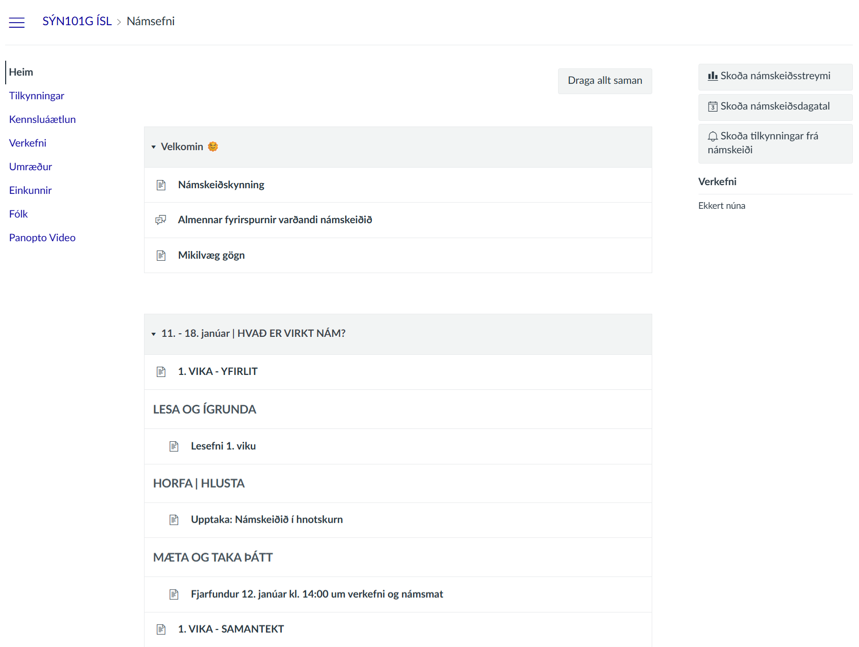 heimasíða einingar