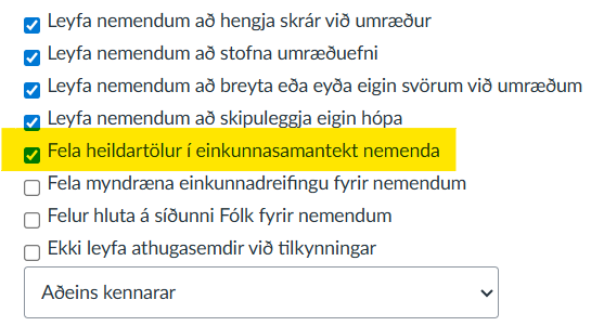 fela heildartölur