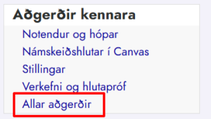 allar aðgerðir