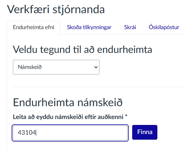 endurheimta námskeið