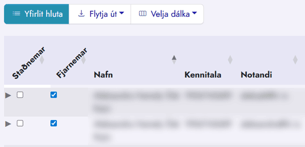 hlutar settir upp í námskeiði