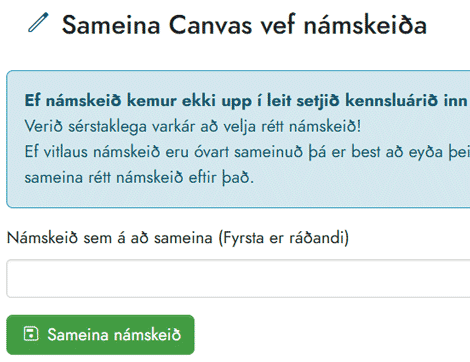sameining námskeiða