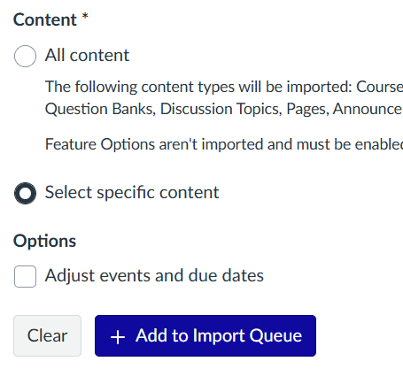 all or specific content