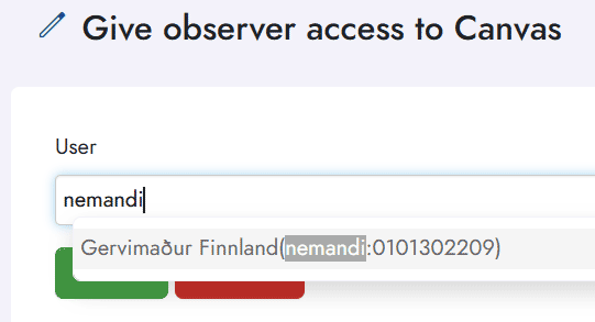 add user name or kennitala
