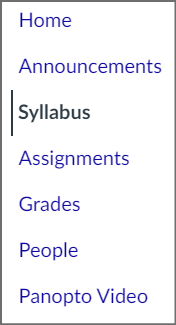 syllabus link in course menu