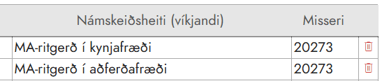 Taka í sundur sameinuð námskeið