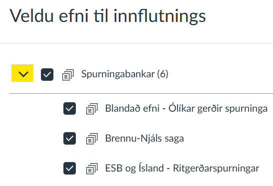 veldu efni valgluggi