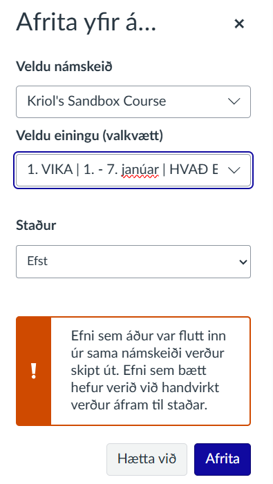 afrita yfir á 2